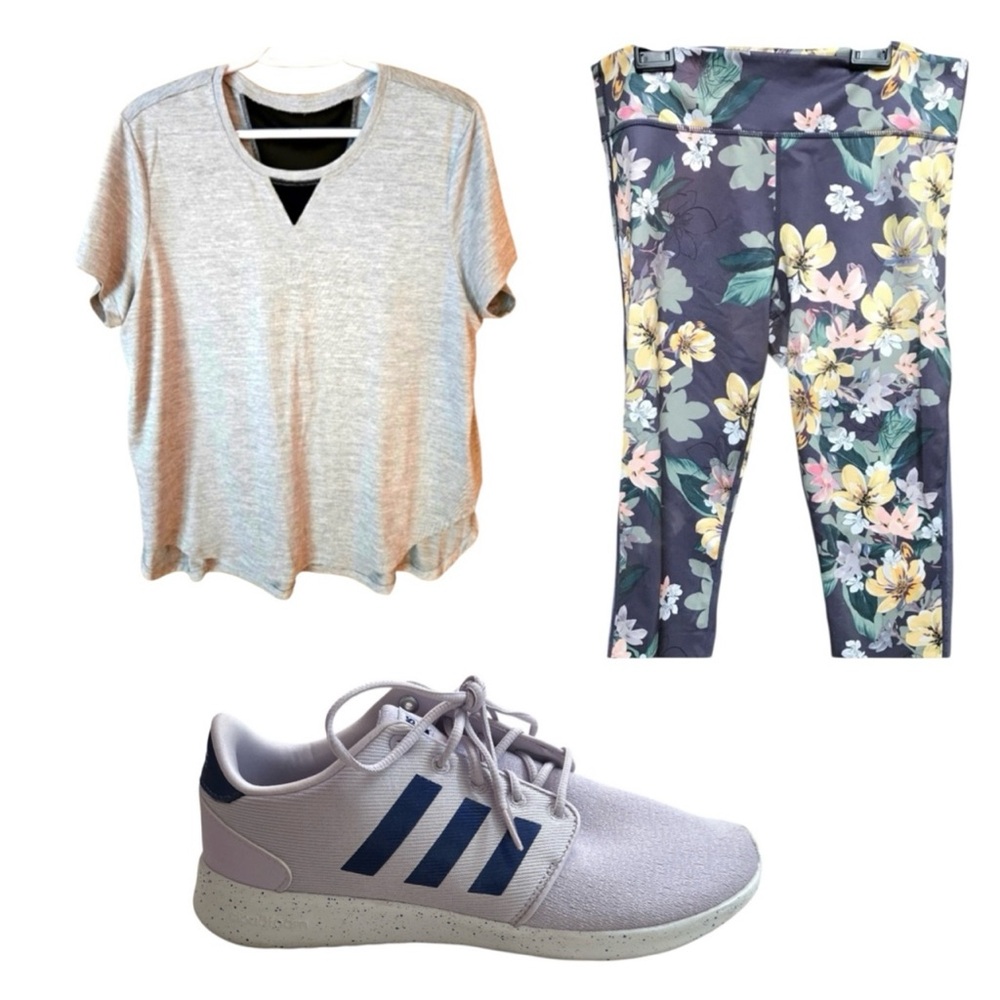 Workout Athleisure Bundle - Danskin Now Top, Joy Lab Bottoms, Adidas Shoes